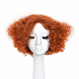 Mad Hatter Wig  Party Hair Short Curly Orange Wig Movie Halloween Costumes Synthetic Cosplay Wigs