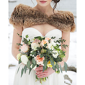 Sleeveless Elegant Faux Fur Wedding Party Women's Wrap With Solid
