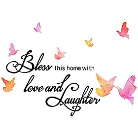 wall stickers for living room, bless this home with love and laughter family inspirational wall stickers quotes, diy wall art decal decor for bedroom, dining r