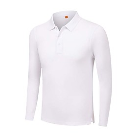 Men's Golf Shirt Solid Color Long Sleeve Street Tops 100% Cotton Simple Basic Fashion Comfortable White Light gray Black