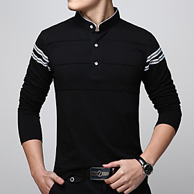 Men's Golf Shirt Other Prints Letter Print Long Sleeve Casual Tops Business Simple Fashion Classic Light gray Black Dark Gray