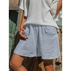 Women's Fashion Casual / Sporty Breathable Soft Sports Weekend Shorts Pants Plain Short Pocket Elastic Waist White Yellow Gray