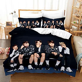 BTS Home Textiles 3D Bedding Duvet Cover Set with Pillowcase 2/3pcs Bedroom BTS For Holiday Decoration(Include 1 Duvet Cover and 1or 2 Pillowcases)