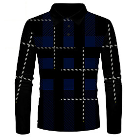 Men's Golf Shirt Graphic Print Long Sleeve Casual Tops Casual Black