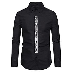 Men's Shirt Other Prints Patchwork Solid Color Patchwork Print Long Sleeve Casual Tops Casual Fashion Streetwear White Black