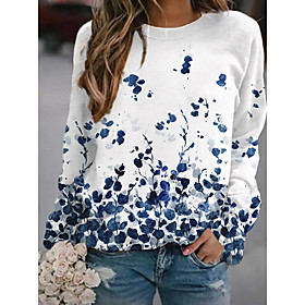 Femme Sweat-shirt Sweat Floral Abstrait Imprimer Des sports Fin de semaine 3D effet basique Vêtement de rue Pulls Capuche Pulls molletonnés Blanche