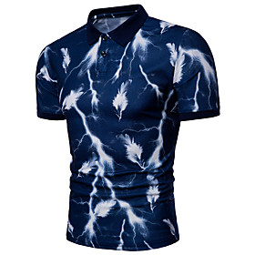 Men's Golf Shirt Graphic Lightning Short Sleeve Vacation Tops Comfortable Blue White