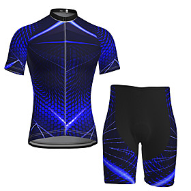 Men's Short Sleeve Cycling Jersey with Shorts Summer Spandex Black Bike Quick Dry Moisture Wicking Sports Geometric Mountain Bike MTB Road Bike Cycling Clothin