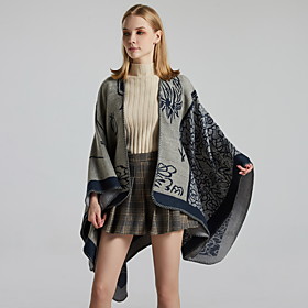 AliExpress new autumn and winter fashion split shawl ladies jacquard imitation cashmere thickened cloak travel outdoor style 130x150CM