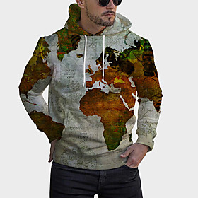 Homme Sweat-shirt à capuche Carte Imprimés Photos Imprimer Capuche du quotidien Des sports 3D effet Motifs 3D Décontractée Pulls Capuche Pulls molletonnés Manc