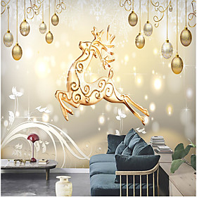 Mural Wallpaper Wall Sticker Covering Print Custom Peel and Stick Self Adhesive Christmas Golden Ball Deer PVC / Vinyl Home Decor
