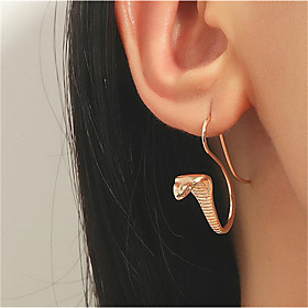 May Polly  Vintage snake shaped exaggerated metal copper plated earrings single