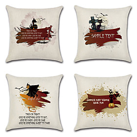 Halloween Double Side Cushion Cover 4PC Soft Decorative Square Throw Pillow Cover Cushion Case Pillowcase for Bedroom Livingroom Superior Quality Machine Washa
