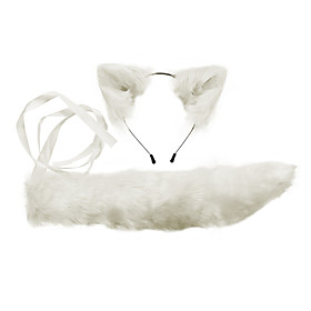 Hand Made Cosplay Children's Performance Animation Cute Fox Color Rabbit Fur Animal Ear Hoop Tail Accessories Set