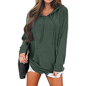 Femme Sweat à capuche Sweat-shirt Couleur unie Poche avant Décontractée du quotidien non imprimable Vêtement de rue énorme Pulls Capuche Pulls molletonnés Ampl