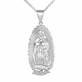 sterling silver blessed our lady of guadalupe miraculous medal pendant necklace (1.2), 22