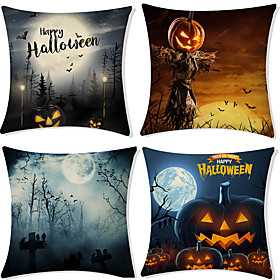 Halloween Double Side Cushion Cover 4PC Soft Decorative Square Throw Pillow Cover Cushion Case Pillowcase for Bedroom Livingroom Superior Quality Machine Washa