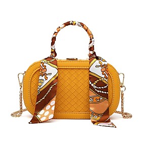 Women's Bags PU Leather Top Handle Bag Zipper Chain Daily Outdoor 2021 Handbags Chain Bag Yellow Almond Blushing Pink Gray