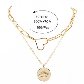 european and american cross-border item necklace alloy heart-shaped necklace eye pendant multi-layer necklace female 17590