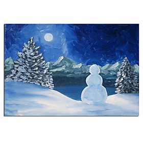 Oil Painting Handmade Hand Painted Wall Art Modern Snowman Landscape Holiday Home Decoration Decor Rolled Canvas No Frame Unstretched