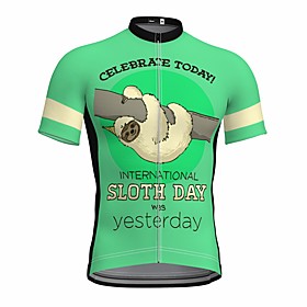 21Grams Men's Short Sleeve Cycling Jersey Summer Spandex Green Sloth Bike Top Mountain Bike MTB Road Bike Cycling Quick Dry Moisture Wicking Sports Clothing Ap