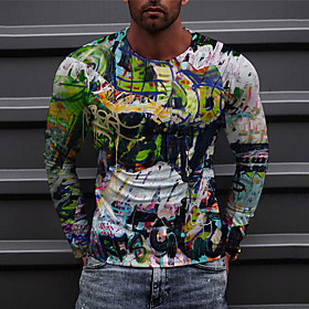 Men's Unisex Tee T shirt Shirt 3D Print Graphic Prints Graffiti Print Long Sleeve Daily Tops Casual Designer Big and Tall Green