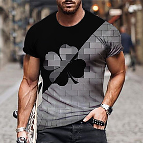 Men's Unisex Tee T shirt Shirt 3D Print Graphic Prints Building Print Short Sleeve Daily Tops Casual Designer Big and Tall Gray