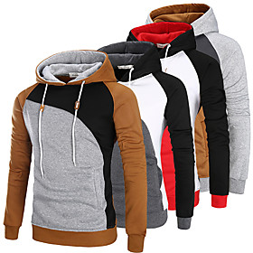 Homme Sweat-shirt à capuche Bloc de couleur Capuche Décontractée du quotidien Vacances Vêtement de sport Décontractée Pulls Capuche Pulls molletonnés Manches L