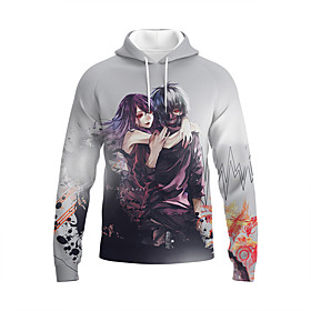 Inspiré par Goule de Tokyo Kirishima Touka Kaneki Ken Sweat à capuche Anime 100 % Polyester Motif Harajuku Art graphique Kawaii Sweat à capuche Pour Unisexe /