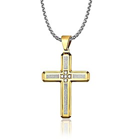 gold cross necklace 316l stainless steel gold and silver religious cross pendant pearl chain jewelry for men and women