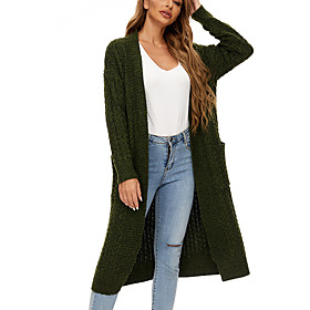 Women's Cardigan Sweater Pocket Knitted Solid Color Stylish Long Sleeve Loose Sweater Cardigans V Neck Fall Winter Purple Blushing Pink Green