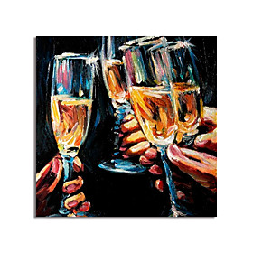 Oil Painting Handmade Hand Painted Wall Art Impression Food Drink Cheers  Home Decoration Decor Stretched Frame Ready to Hang