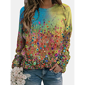 Femme Sweat-shirt Sweat Floral Imprimés Photos Imprimer Col Ras du Cou Vacances Fin de semaine basique Vêtement de rue Pulls Capuche Pulls molletonnés Jaune