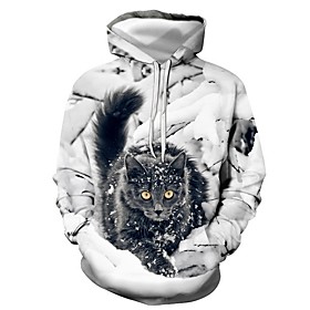 Homme Sweat-shirt à capuche Chat Graphique Imprimer Capuche Décontractée du quotidien 3D effet Décontractée Vêtement de rue Pulls Capuche Pulls molletonnés Man