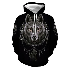 Homme Sweat-shirt à capuche Graphique Loup Imprimer Capuche Décontractée du quotidien 3D effet Décontractée Vêtement de rue Pulls Capuche Pulls molletonnés Man