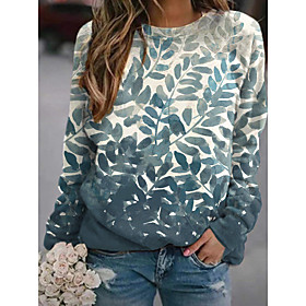 Femme Sweat-shirt Sweat Plantes Imprimés Photos Imprimer du quotidien Des sports 3D effet Actif Vêtement de rue Pulls Capuche Pulls molletonnés Bleu Violet Ver