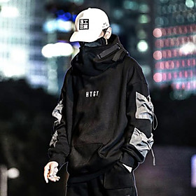 Homme Grande Taille Sweat-shirt à capuche Lettre Broderie Poche Bouche de poisson Capuche Vêtement de rue Urban Rétro Hip hop Cyberpunk Tactical Pulls Capuche