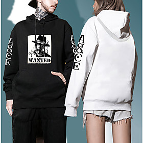 Inspiré par One Piece Portgas D. Ace Sweat à capuche Anime Mélangé polyester / coton Animé Harajuku Art graphique Kawaii Sweat à capuche Pour Homme / Femme / C