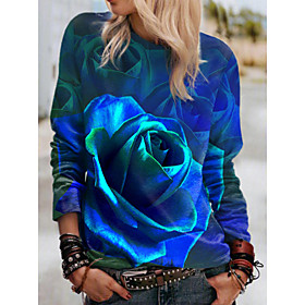 Femme Sweat-shirt Sweat Floral 3D Imprimer Des sports Vacances 3D effet Actif Vêtement de rue Pulls Capuche Pulls molletonnés Vert Bleu Rouge