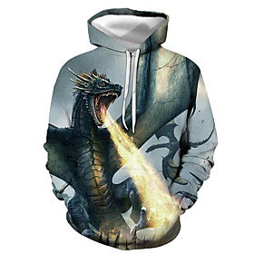 Homme Sweat-shirt à capuche Dragon Graphique Imprimer Capuche Décontractée du quotidien 3D effet Décontractée Vêtement de rue Pulls Capuche Pulls molletonnés M