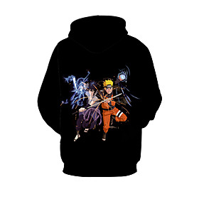 Sweat à capuche Garçon Enfants Naruto Manches Longues 3D effet Graphique Animé Noir Enfants Hauts L'autume L'hiver Actif Frais Le style mignon Décontractée du