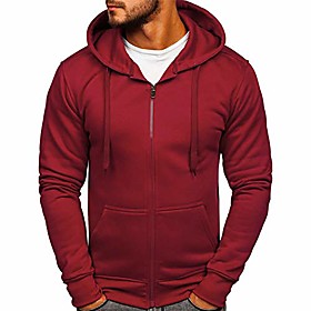 sweat à capuche zippé à capuche couleur unie coupe slim pour hommes hipster gym sweat à capuche actif vin rouge