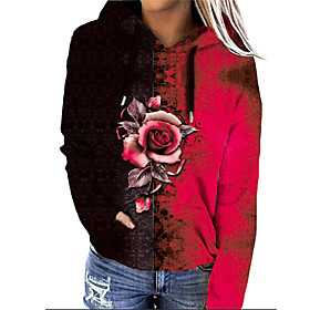 Femme Sweat à capuche Sweat-shirt à capuche Rose Imprimer Sport Loisir Décontractée du quotidien 3D effet Vêtement de sport Travail Pulls Capuche Pulls mollet