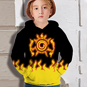 Sweat à capuche Garçon Enfants Naruto Manches Longues 3D effet Animé Poche Jaune Enfants Hauts L'autume Actif Extérieur Standard 4-12 ans