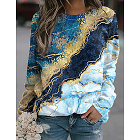 Femme Sweat-shirt Sweat Abstrait Imprimés Photos Imprimer Décontractée Des sports 3D effet Actif Vêtement de rue Pulls Capuche Pulls molletonnés Bleu