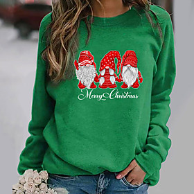 Femme Sweat-shirt Sweat Texte père Noël Gnome Imprimer Noël Cadeau Noël Des sports Estampage à chaud Vêtement de rue Noël Pulls Capuche Pulls molletonnés Noir