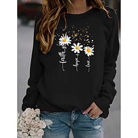 Femme Sweat à capuche Sweat-shirt Floral Plantes Graphique du quotidien Décontractée Pulls Capuche Pulls molletonnés Ample Vin Noir Gris