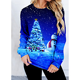 Femme Sweat-shirt Sweat Bonhomme de neige Arbre de Noël Imprimer Noël Cadeau Noël Décontractée 3D effet Actif Vêtement de rue Pulls Capuche Pulls molletonnés B