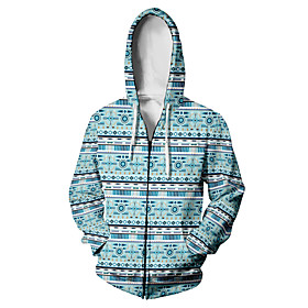 Homme Sweat à capuche zippé Sweat à capuche quart zippé Style Bohème Graphique Tribal Lacet Fermeture éclair Décontractée du quotidien Vacances Vêtement de spo