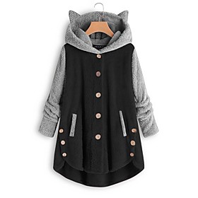 Femme Sweat à capuche Sweat-shirt Bloc de couleur Poche Patchwork Oreille de chat Décontractée Vêtement de rue Actif Vêtement de rue Pulls Capuche Pulls mollet